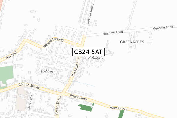 CB24 5AT map - large scale - OS Open Zoomstack (Ordnance Survey)