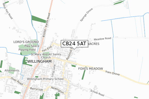 CB24 5AT map - small scale - OS Open Zoomstack (Ordnance Survey)