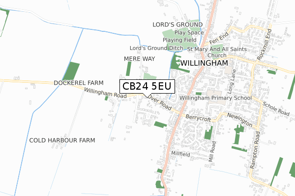 CB24 5EU map - small scale - OS Open Zoomstack (Ordnance Survey)