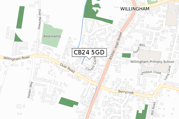 CB24 5GD map - large scale - OS Open Zoomstack (Ordnance Survey)