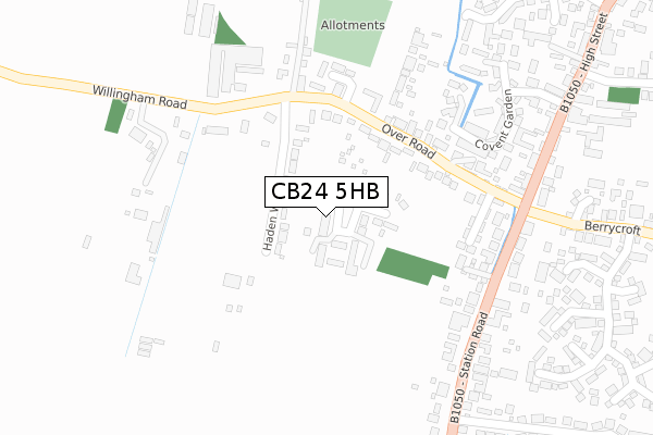 CB24 5HB map - large scale - OS Open Zoomstack (Ordnance Survey)