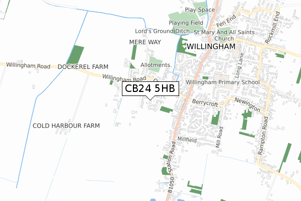 CB24 5HB map - small scale - OS Open Zoomstack (Ordnance Survey)