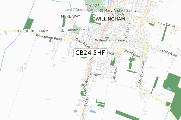 CB24 5HF map - small scale - OS Open Zoomstack (Ordnance Survey)