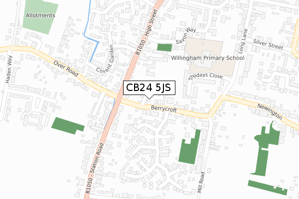 CB24 5JS map - large scale - OS Open Zoomstack (Ordnance Survey)