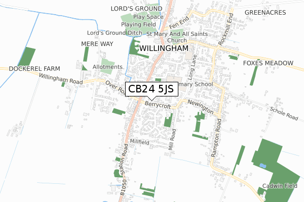 CB24 5JS map - small scale - OS Open Zoomstack (Ordnance Survey)