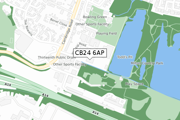 CB24 6AP map - large scale - OS Open Zoomstack (Ordnance Survey)