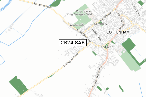 CB24 8AR map - small scale - OS Open Zoomstack (Ordnance Survey)