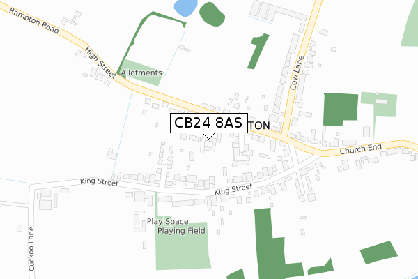 CB24 8AS map - large scale - OS Open Zoomstack (Ordnance Survey)