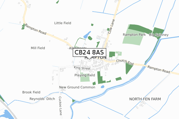 CB24 8AS map - small scale - OS Open Zoomstack (Ordnance Survey)