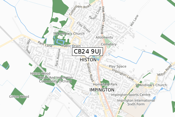 CB24 9UJ map - small scale - OS Open Zoomstack (Ordnance Survey) CB24 9UJ map - small scale - OS Open Zoomstack (Ordnance Survey)
