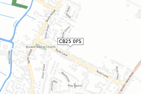 CB25 0FS map - large scale - OS Open Zoomstack (Ordnance Survey)