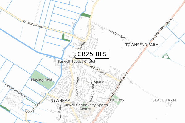 CB25 0FS map - small scale - OS Open Zoomstack (Ordnance Survey)