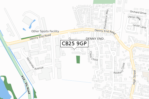 CB25 9GP map - large scale - OS Open Zoomstack (Ordnance Survey)