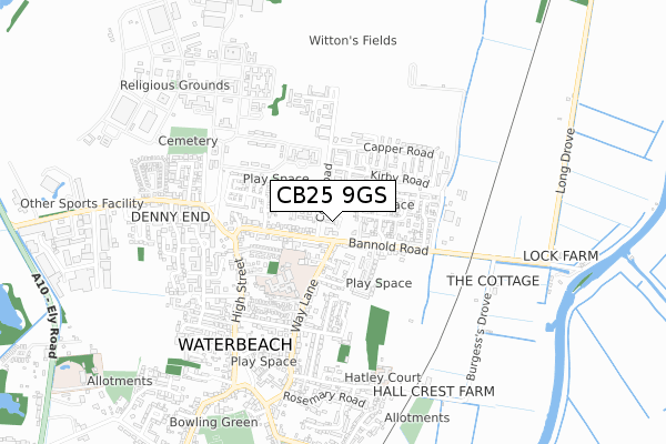 CB25 9GS map - small scale - OS Open Zoomstack (Ordnance Survey)