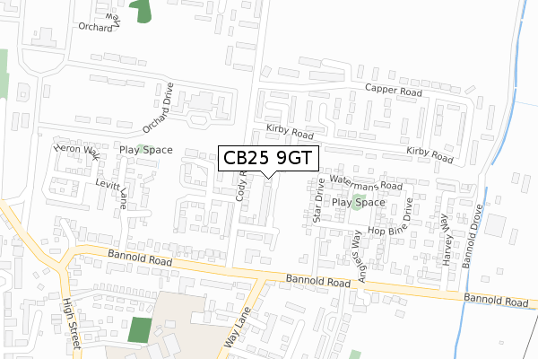 CB25 9GT map - large scale - OS Open Zoomstack (Ordnance Survey)