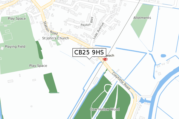CB25 9HS map - large scale - OS Open Zoomstack (Ordnance Survey)