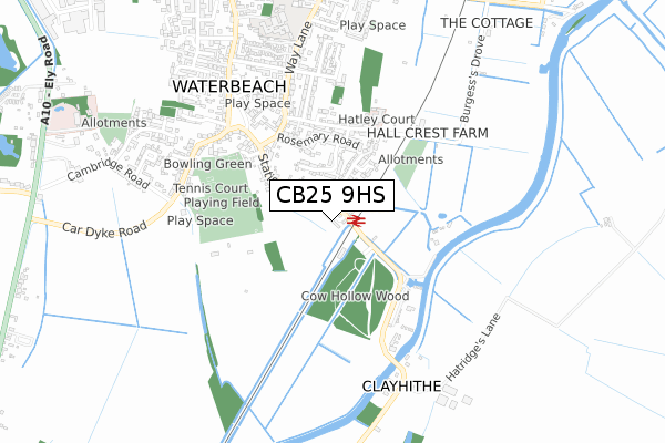 CB25 9HS map - small scale - OS Open Zoomstack (Ordnance Survey)