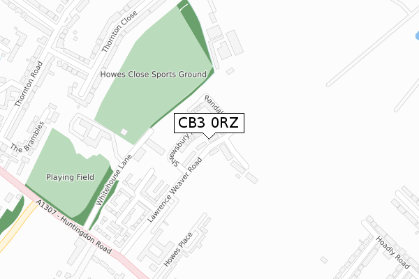 CB3 0RZ map - large scale - OS Open Zoomstack (Ordnance Survey)