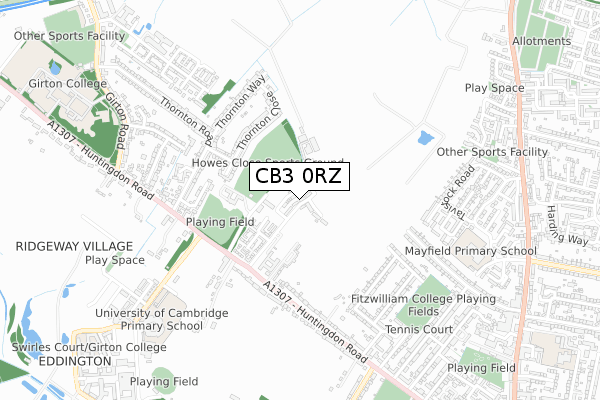 CB3 0RZ map - small scale - OS Open Zoomstack (Ordnance Survey)