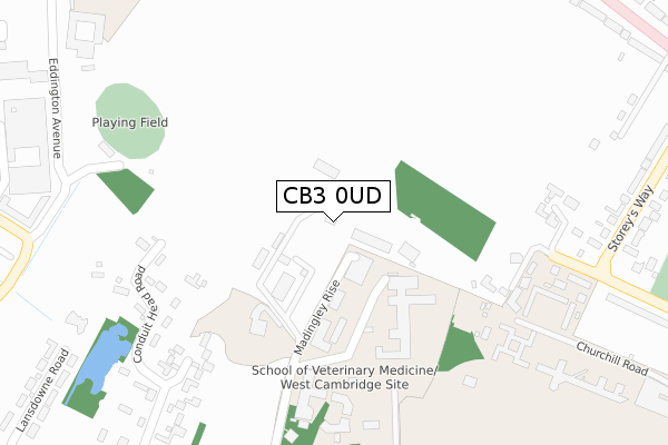 CB3 0UD map - large scale - OS Open Zoomstack (Ordnance Survey)