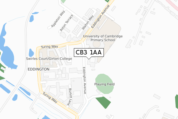 CB3 1AA map - large scale - OS Open Zoomstack (Ordnance Survey)