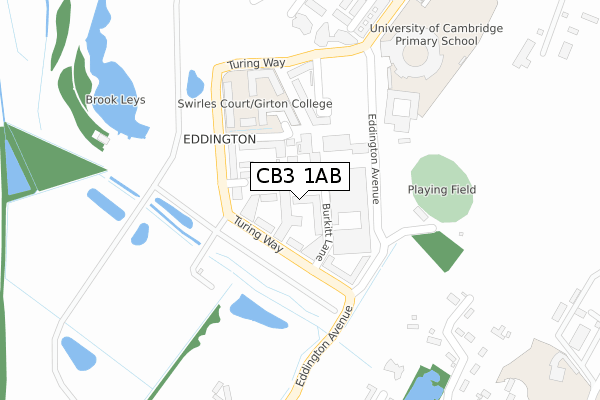 CB3 1AB map - large scale - OS Open Zoomstack (Ordnance Survey)