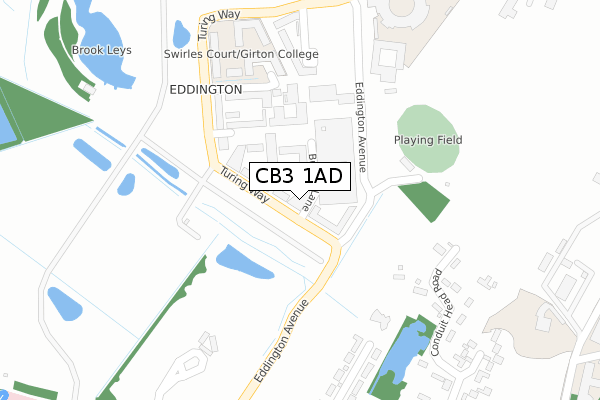 CB3 1AD map - large scale - OS Open Zoomstack (Ordnance Survey)