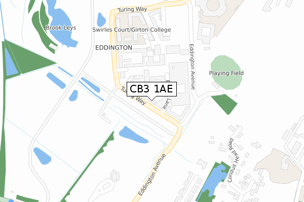 CB3 1AE map - large scale - OS Open Zoomstack (Ordnance Survey)