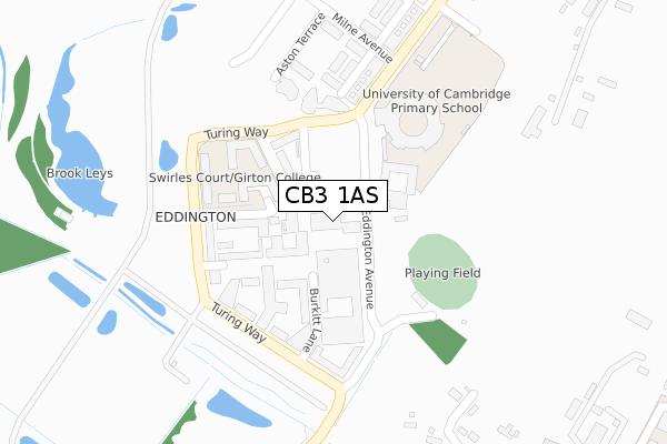 CB3 1AS map - large scale - OS Open Zoomstack (Ordnance Survey)