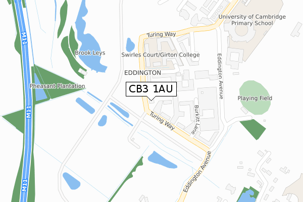 CB3 1AU map - large scale - OS Open Zoomstack (Ordnance Survey)