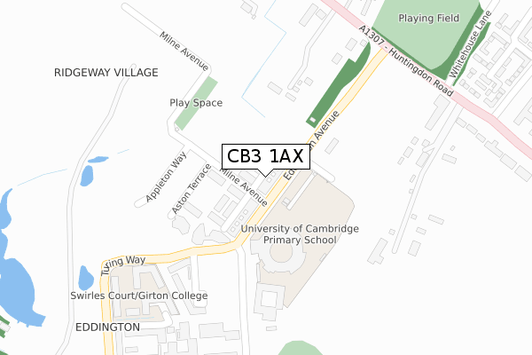 CB3 1AX map - large scale - OS Open Zoomstack (Ordnance Survey)
