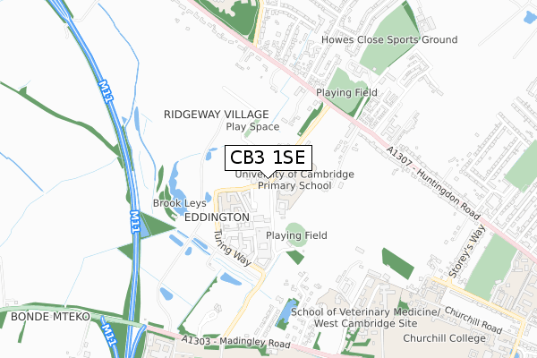 CB3 1SE map - small scale - OS Open Zoomstack (Ordnance Survey)