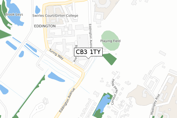 CB3 1TY map - large scale - OS Open Zoomstack (Ordnance Survey)