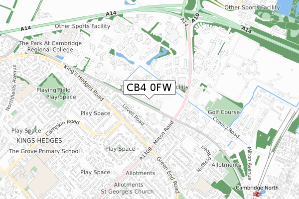 CB4 0FW map - small scale - OS Open Zoomstack (Ordnance Survey)