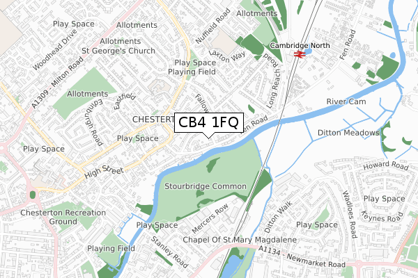 CB4 1FQ map - small scale - OS Open Zoomstack (Ordnance Survey) CB4 1FQ map - small scale - OS Open Zoomstack (Ordnance Survey)
