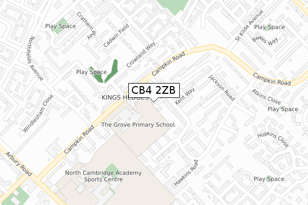 CB4 2ZB map - large scale - OS Open Zoomstack (Ordnance Survey)