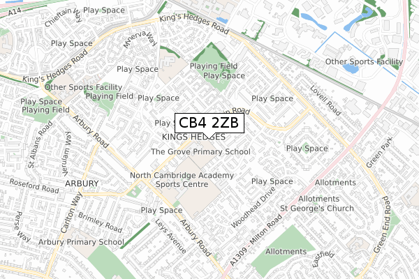 CB4 2ZB map - small scale - OS Open Zoomstack (Ordnance Survey)