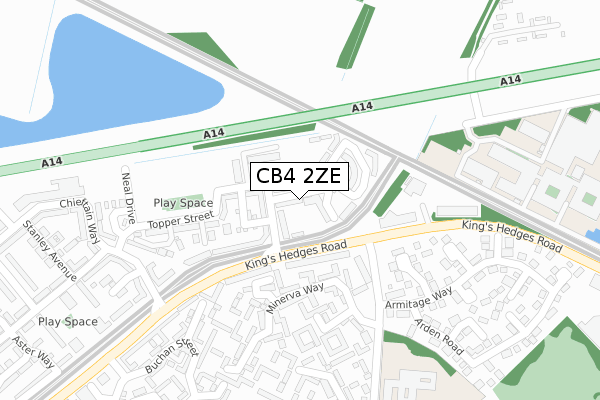 CB4 2ZE map - large scale - OS Open Zoomstack (Ordnance Survey)