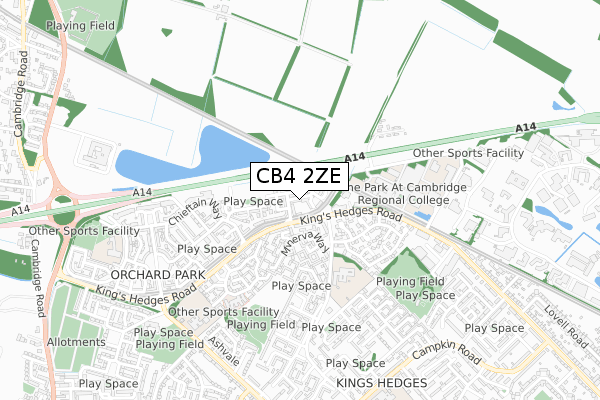 CB4 2ZE map - small scale - OS Open Zoomstack (Ordnance Survey)