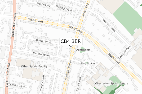 CB4 3ER map - large scale - OS Open Zoomstack (Ordnance Survey)