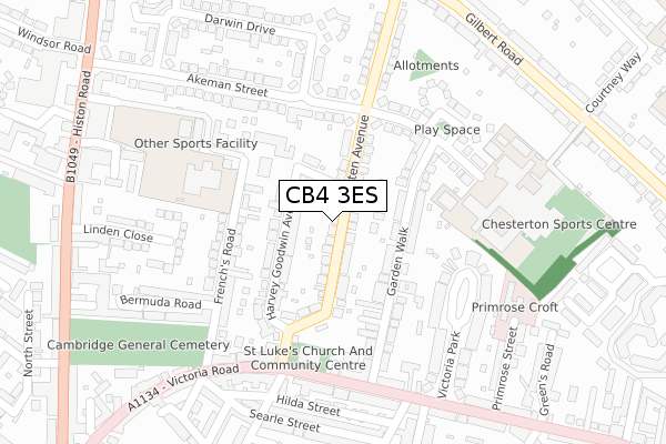 CB4 3ES map - large scale - OS Open Zoomstack (Ordnance Survey)