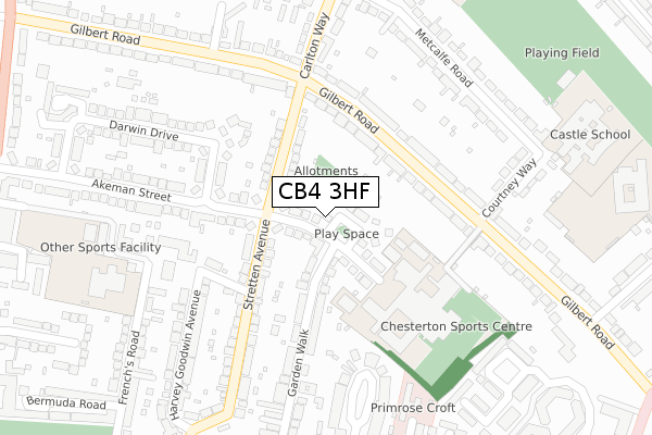 CB4 3HF map - large scale - OS Open Zoomstack (Ordnance Survey)