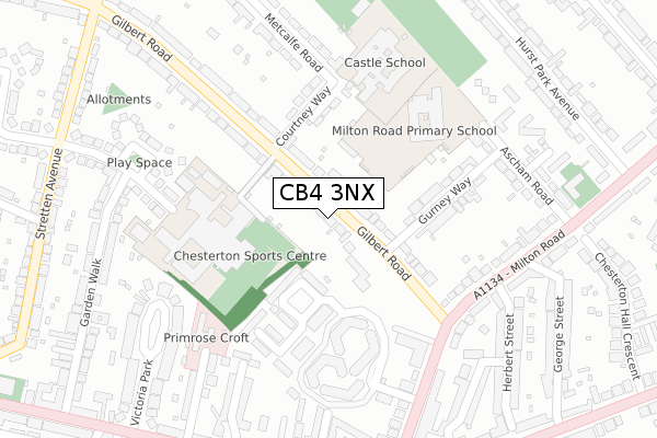 CB4 3NX map - large scale - OS Open Zoomstack (Ordnance Survey)