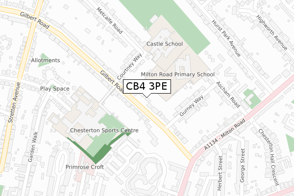 CB4 3PE map - large scale - OS Open Zoomstack (Ordnance Survey)