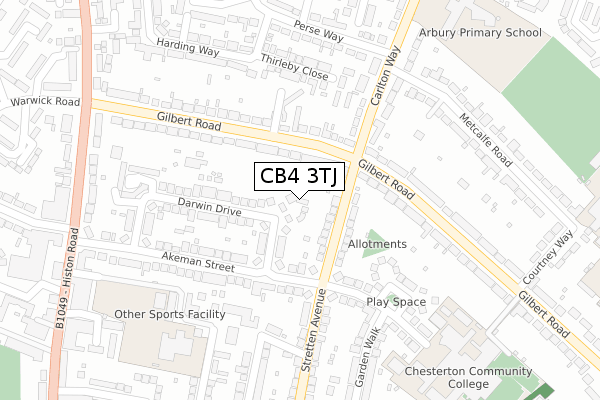 CB4 3TJ map - large scale - OS Open Zoomstack (Ordnance Survey)
