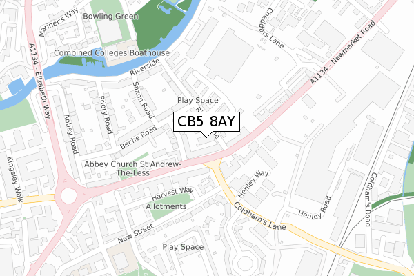 CB5 8AY map - large scale - OS Open Zoomstack (Ordnance Survey)