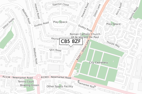 CB5 8ZF map - large scale - OS Open Zoomstack (Ordnance Survey)