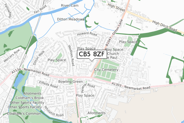 CB5 8ZF map - small scale - OS Open Zoomstack (Ordnance Survey)