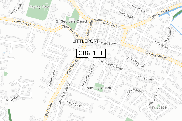 CB6 1FT map - large scale - OS Open Zoomstack (Ordnance Survey)