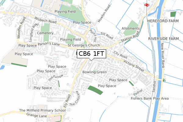 CB6 1FT map - small scale - OS Open Zoomstack (Ordnance Survey)